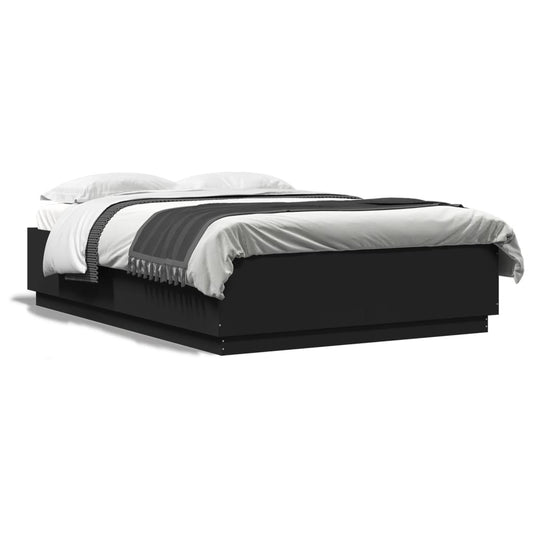 vidaXL Bed Frame Black 160x200 cm Engineered Wood
