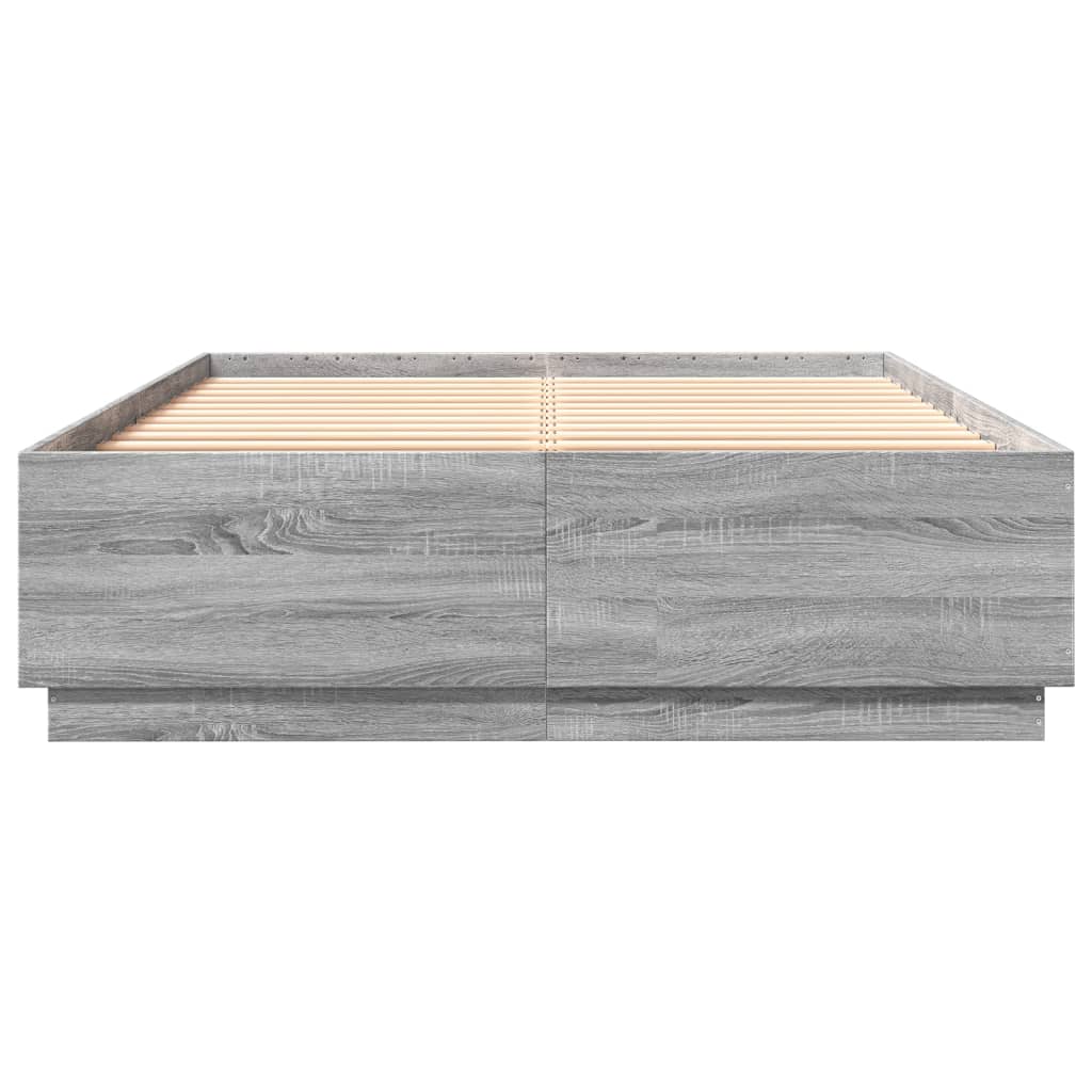 Bed Frame without Mattress Grey Sonoma 140x200 cm