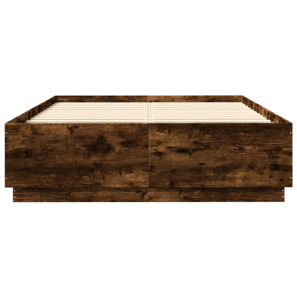 Bed Frame without Mattress Smoked Oak 120x200 cm