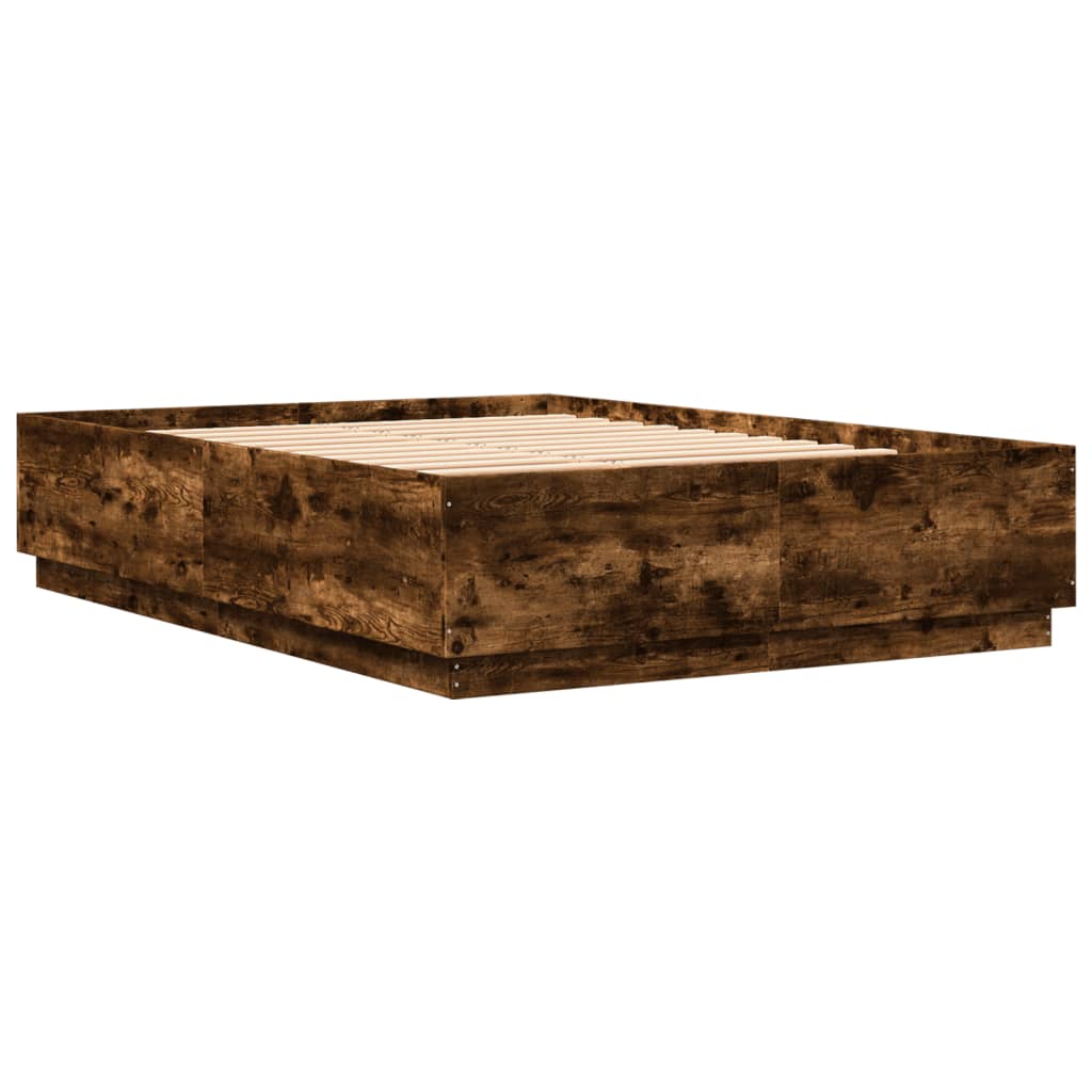 Bed Frame without Mattress Smoked Oak 120x200 cm