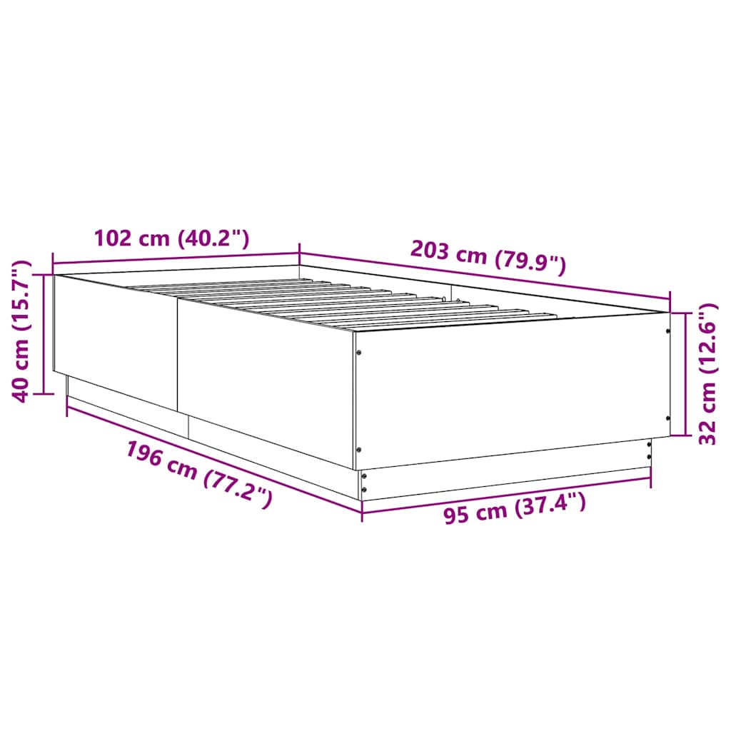 Bed Frame without Mattress Smoked Oak 100x200 cm