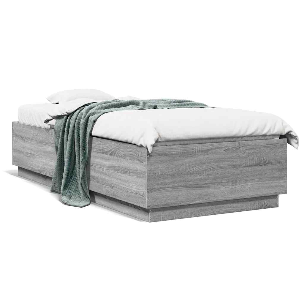 Bed Frame without Mattress Grey Sonoma 100x200 cm