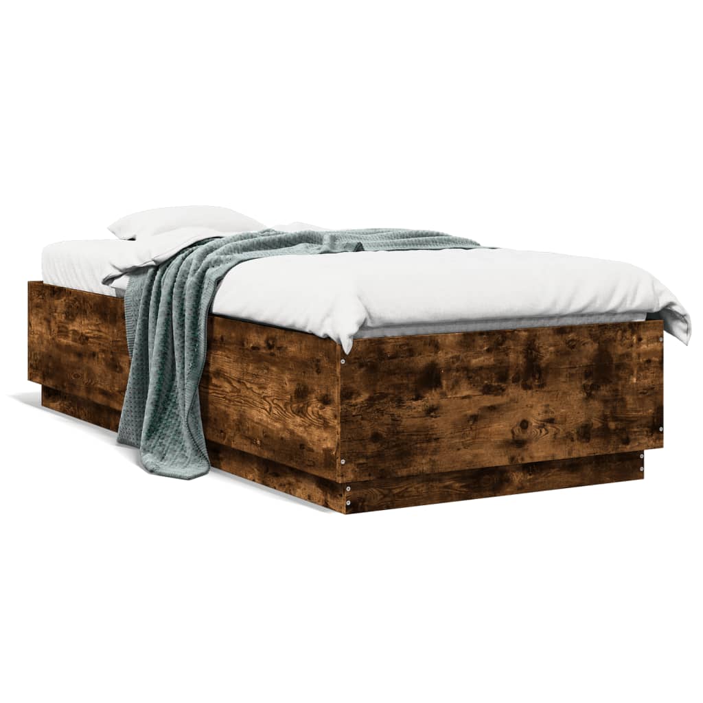 Bed Frame without Mattress Smoked Oak 90x200 cm