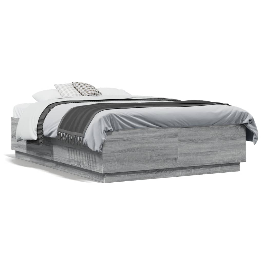 Bed Frame without Mattress Grey Sonoma 140x190 cm