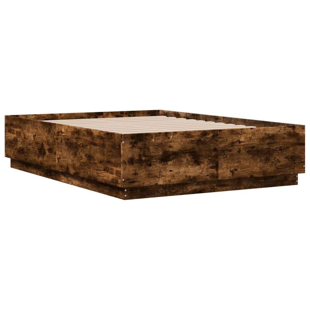 Bed Frame without Mattress Smoked Oak 135x190 cm Double