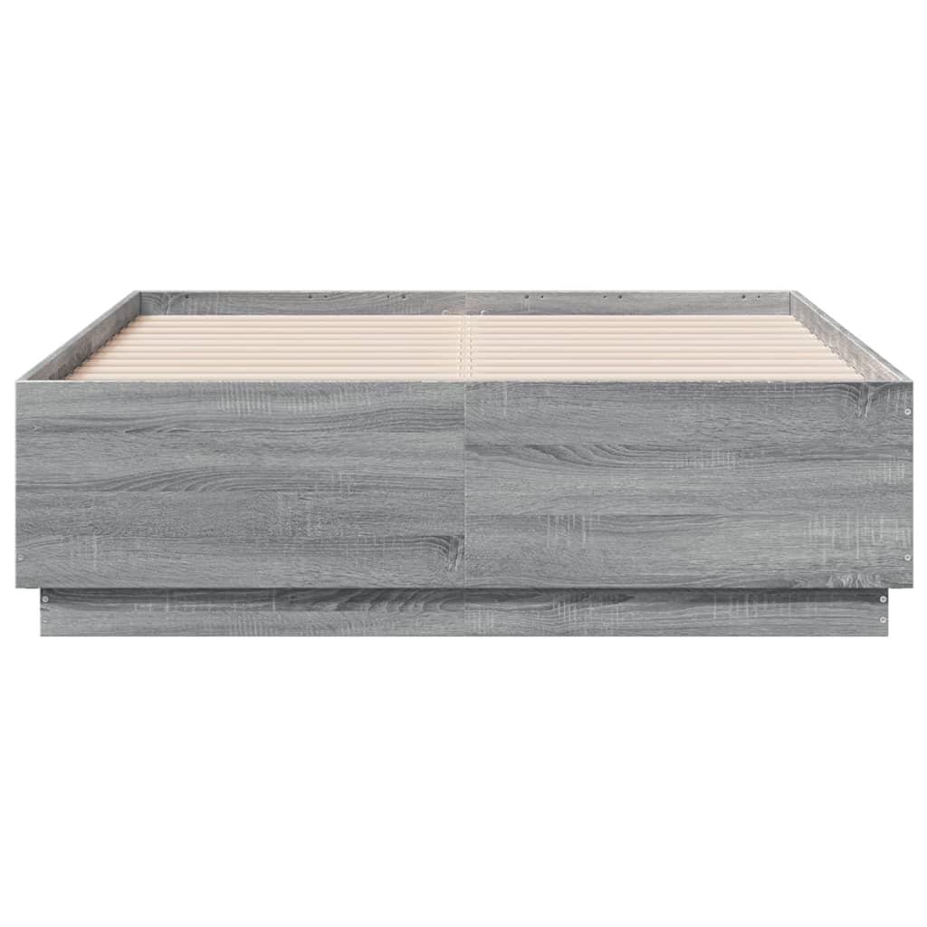 Bed Frame without Mattress Grey Sonoma 135x190 cm Double