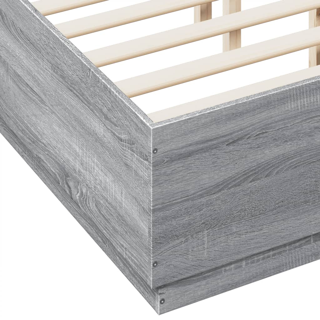 Bed Frame without Mattress Grey Sonoma 135x190 cm Double