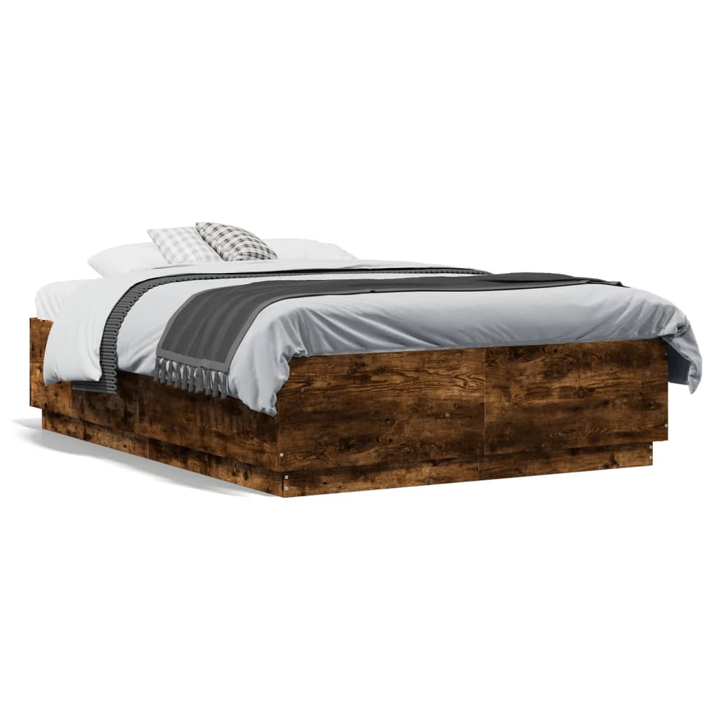 Bed Frame without Mattress Smoked Oak 120x190 cm Small Double