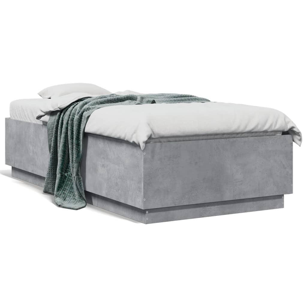 Bed Frame without Mattress Concrete Grey 90x190 cm Single