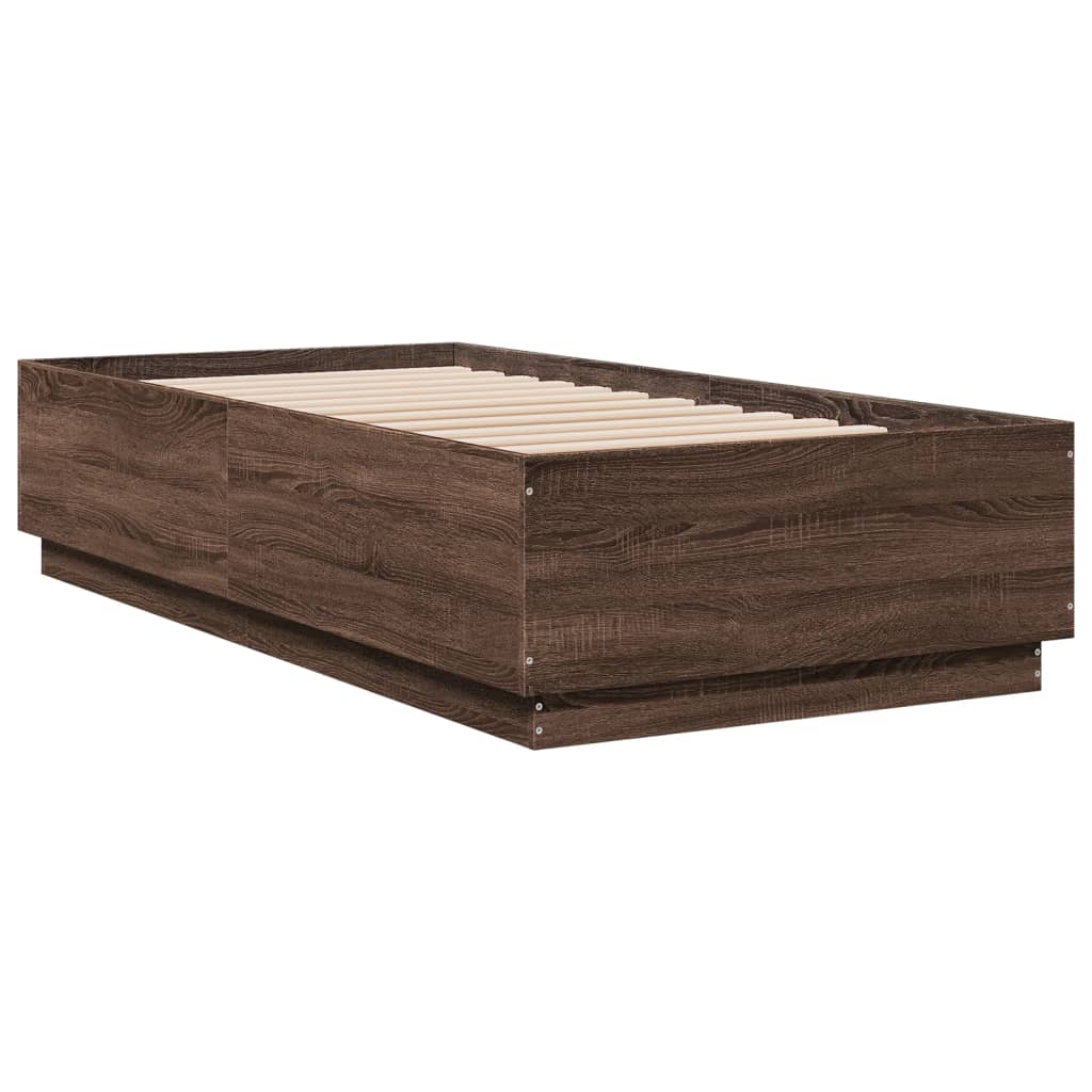 Bed Frame without Mattress Brown Oak 90x190 cm Single