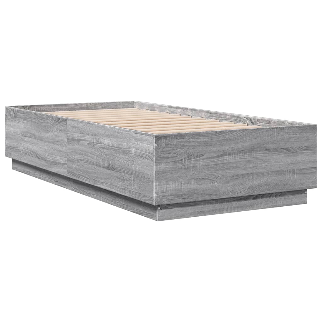Bed Frame without Mattress Grey Sonoma 75x190 cm Small Single