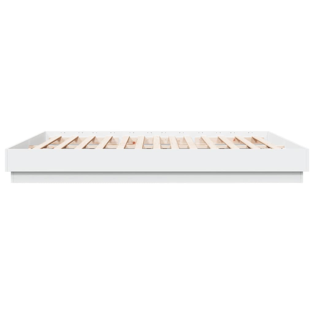 Bed Frame with LED without Mattress White 200x200 cm