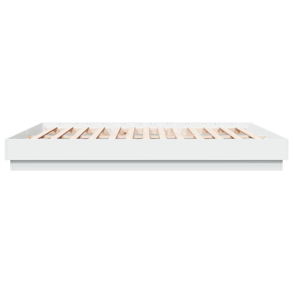 Bed Frame with LED without Mattress White 180x200 cm Super King