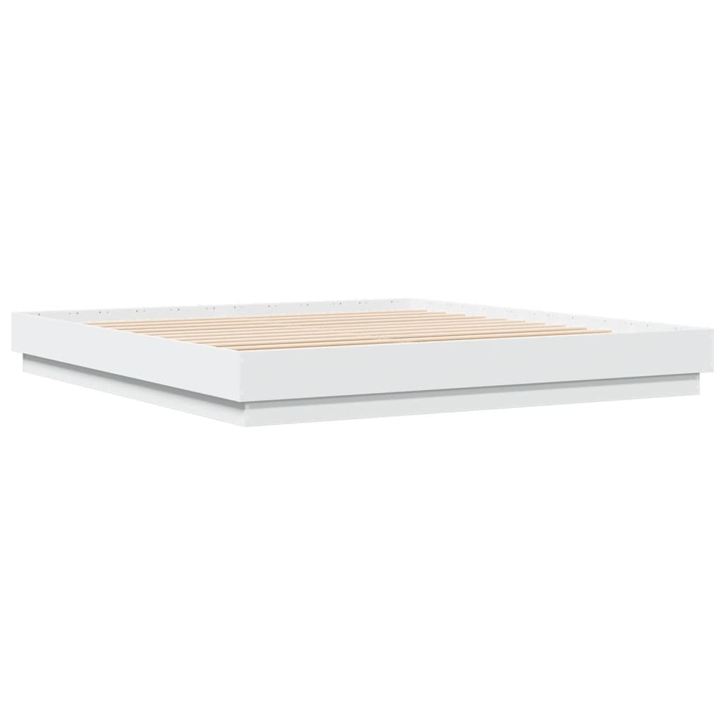 Bed Frame with LED without Mattress White 180x200 cm Super King