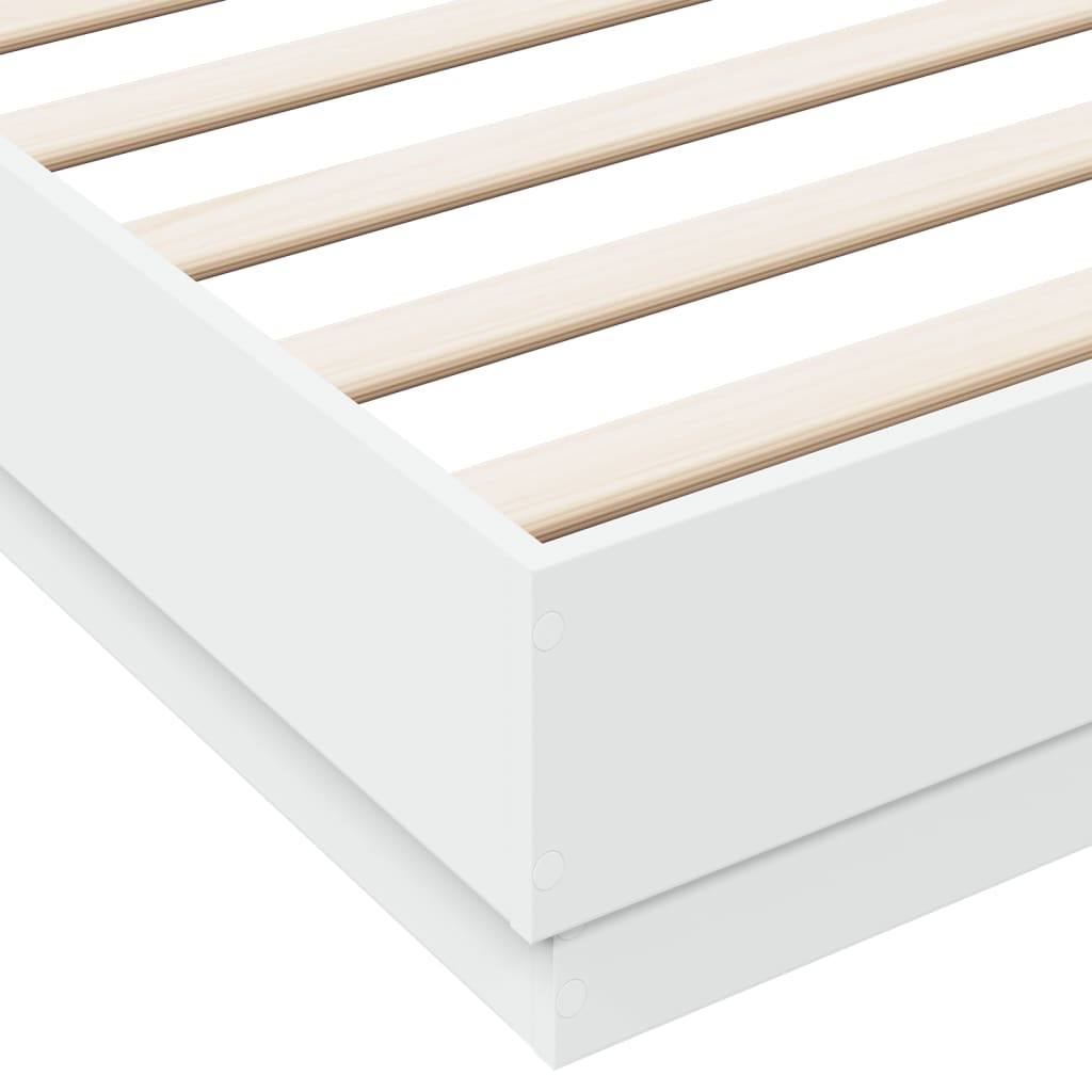 Bed Frame with LED without Mattress White 180x200 cm Super King