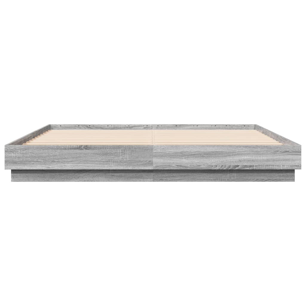 Bed Frame with LED without Mattress Grey Sonoma 180x200 cm Super King