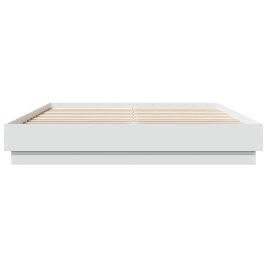 Bed Frame with LED without Mattress White 160x200 cm