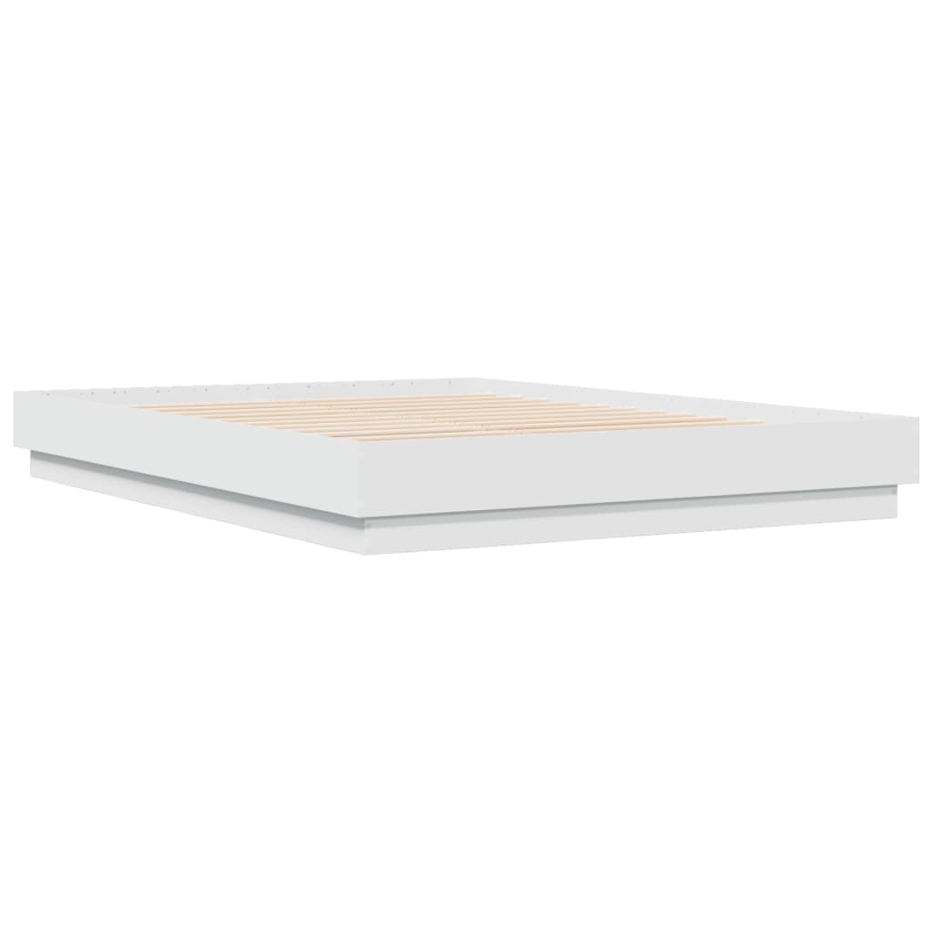 Bed Frame with LED without Mattress White 160x200 cm