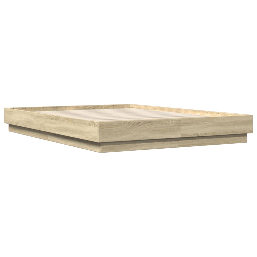 Bed Frame with LED without Mattress Sonoma Oak 140x200 cm