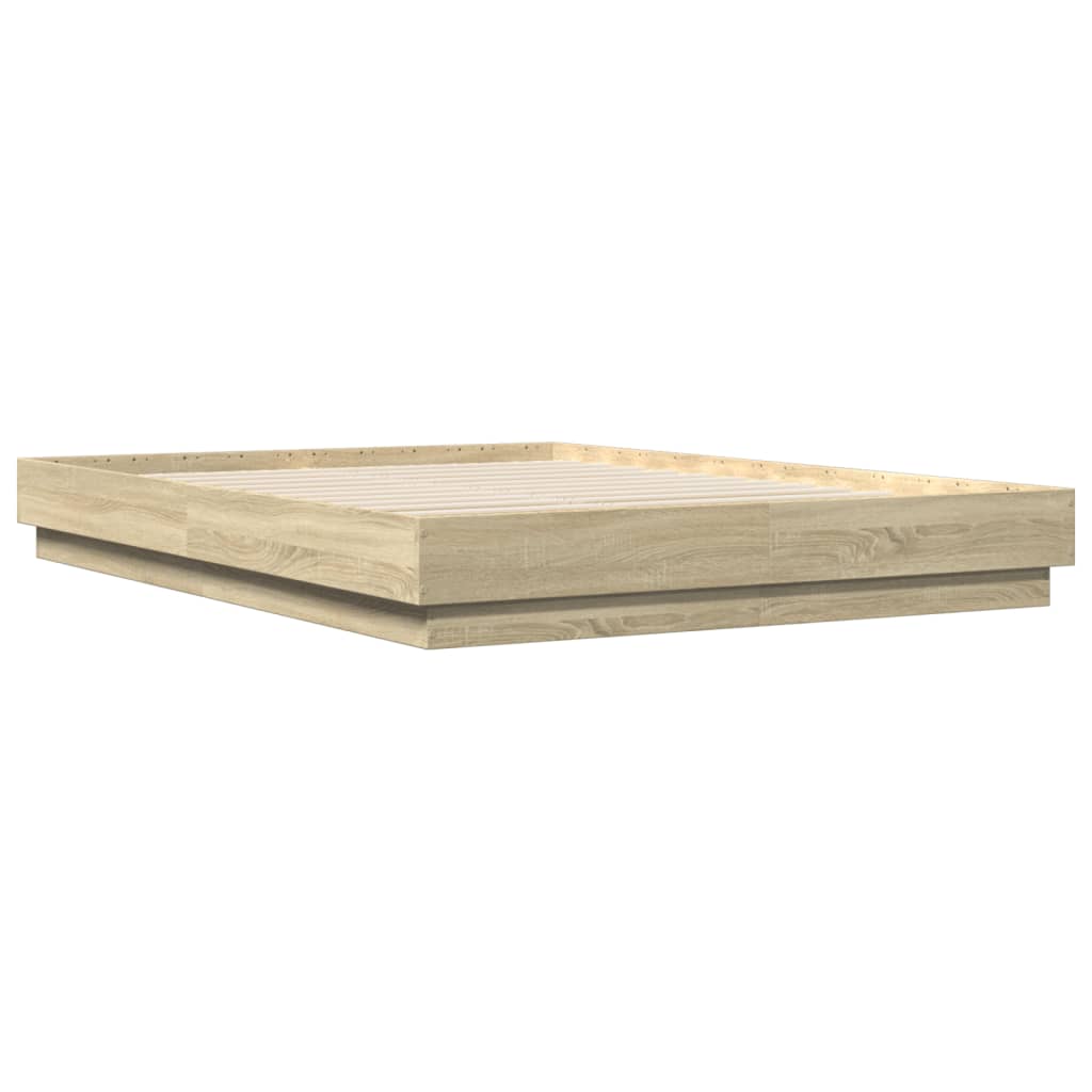 Bed Frame with LED without Mattress Sonoma Oak 140x200 cm