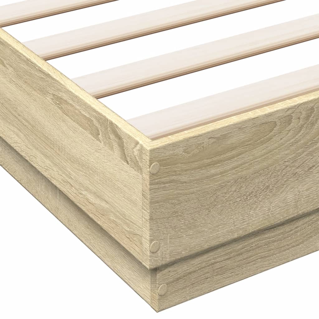 Bed Frame with LED without Mattress Sonoma Oak 140x200 cm