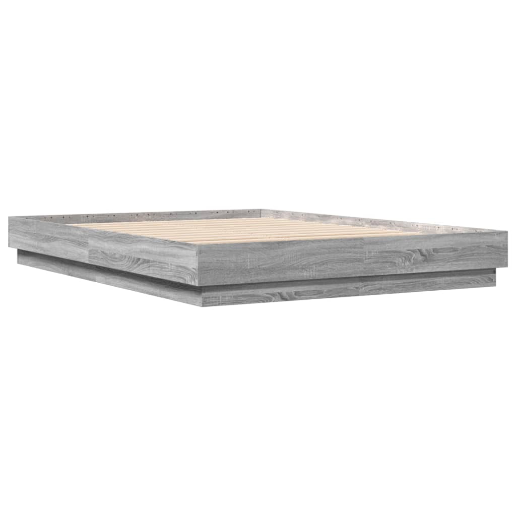 Bed Frame with LED without Mattress Grey Sonoma 120x200 cm