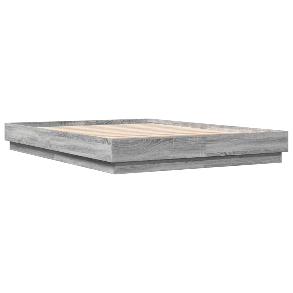 Bed Frame with LED without Mattress Grey Sonoma 120x200 cm