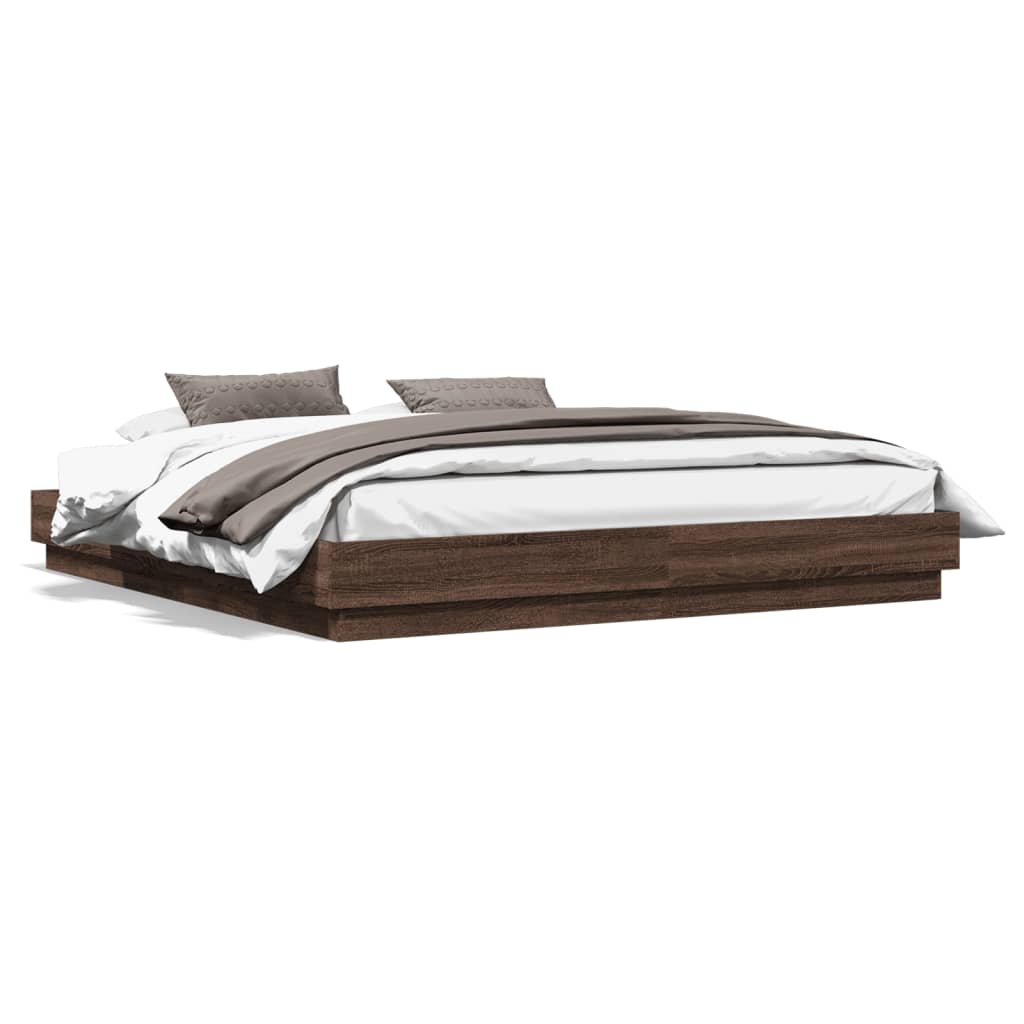 vidaXL Bed Frame without Mattress Brown Oak 200x200 cm