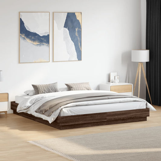 vidaXL Bed Frame without Mattress Brown Oak 200x200 cm