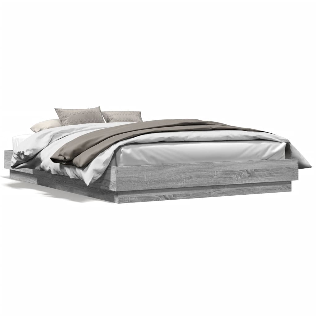Bed Frame without Mattress Grey Sonoma 140x200 cm