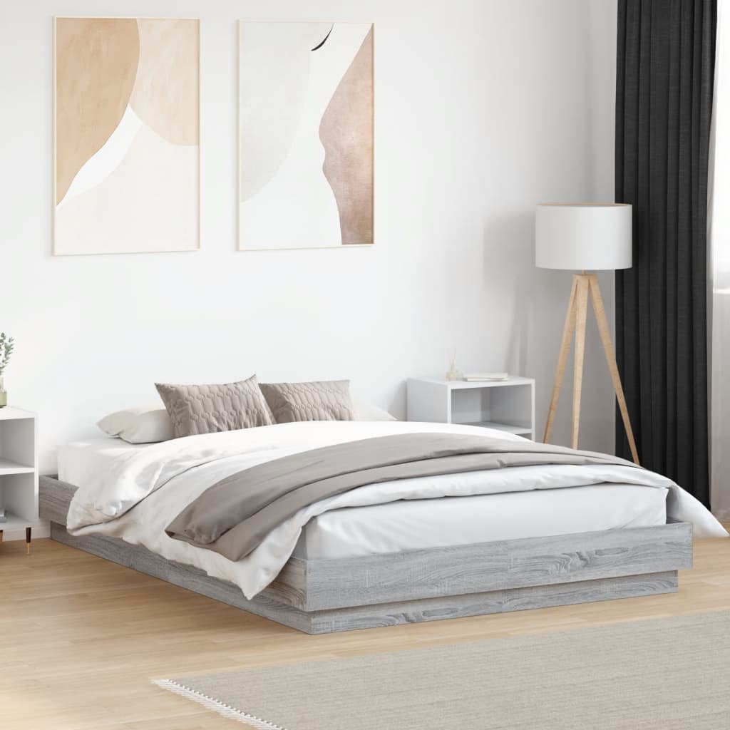 Bed Frame without Mattress Grey Sonoma 140x200 cm