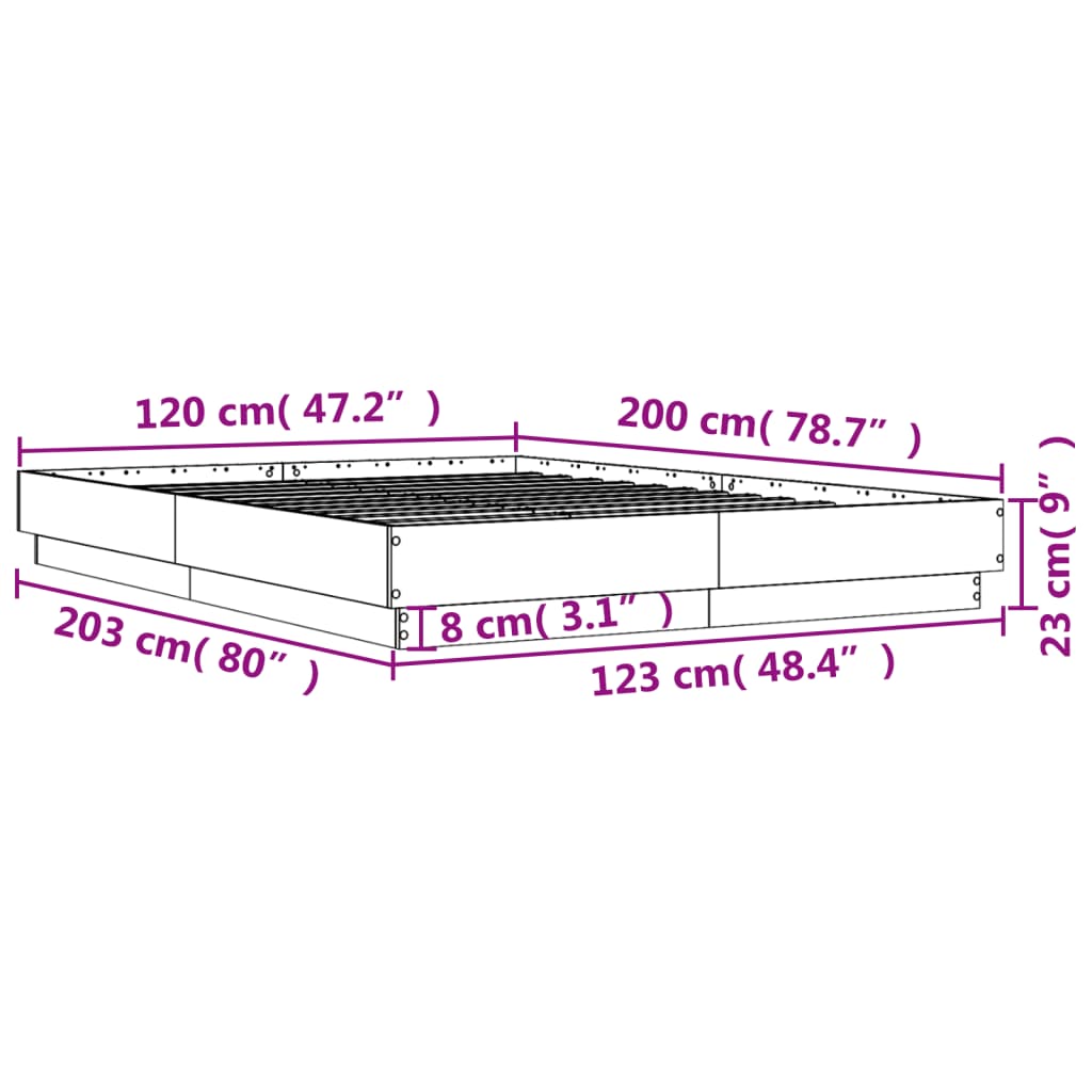 vidaXL Bed Frame without Mattress White 120x200 cm