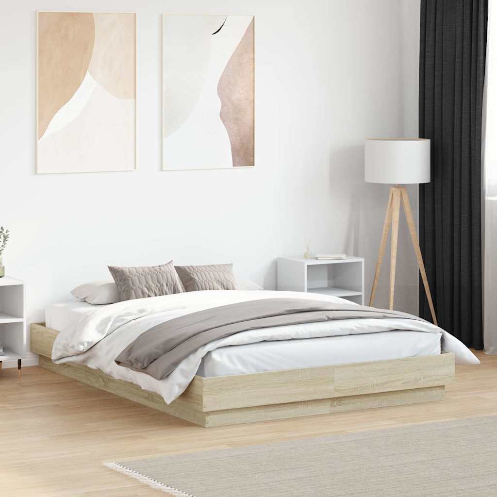 Bed Frame without Mattress Sonoma Oak 135x190 cm Double