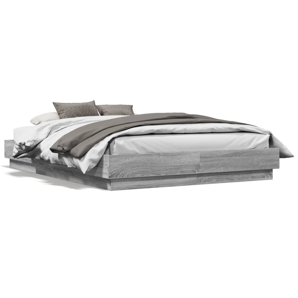 Bed Frame without Mattress Grey Sonoma 135x190 cm Double