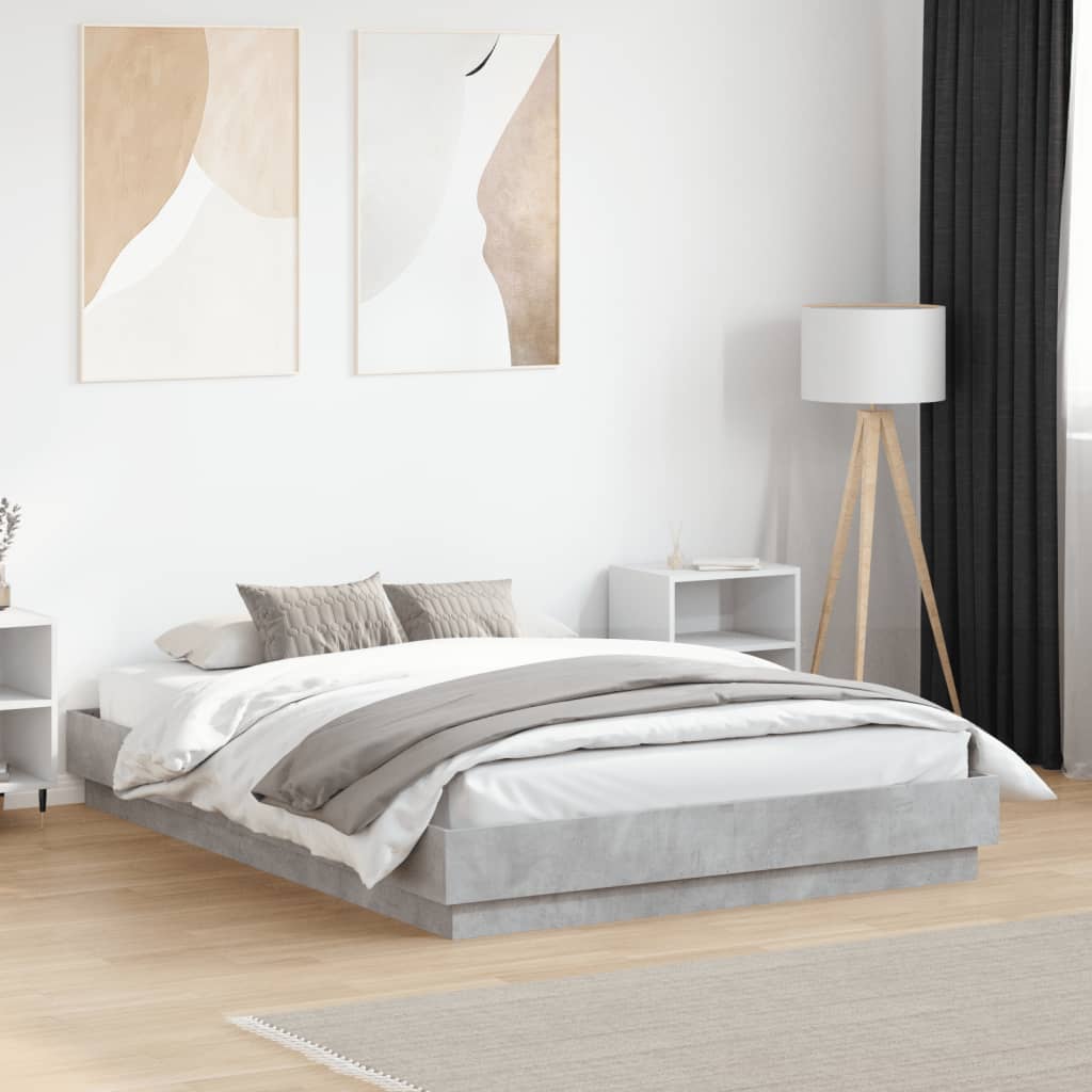 Bed Frame without Mattress Concrete Grey 120x190 cm Small Double