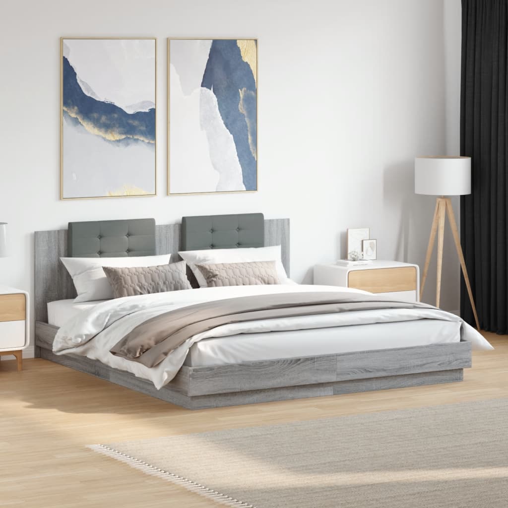 vidaXL Bed Frame without Mattress Grey Sonoma 200x200cm