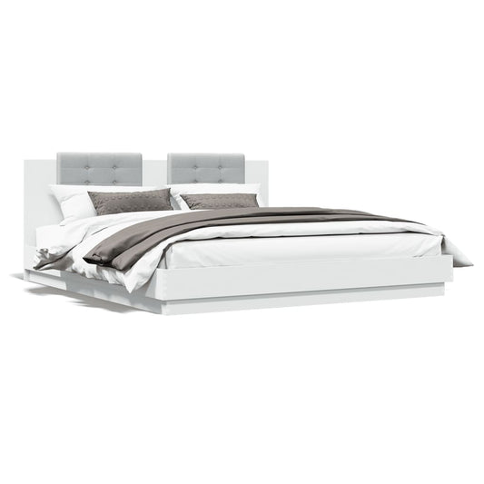 vidaXL Bed Frame with Headboard White 180x200 cm Super King Engineered Wood