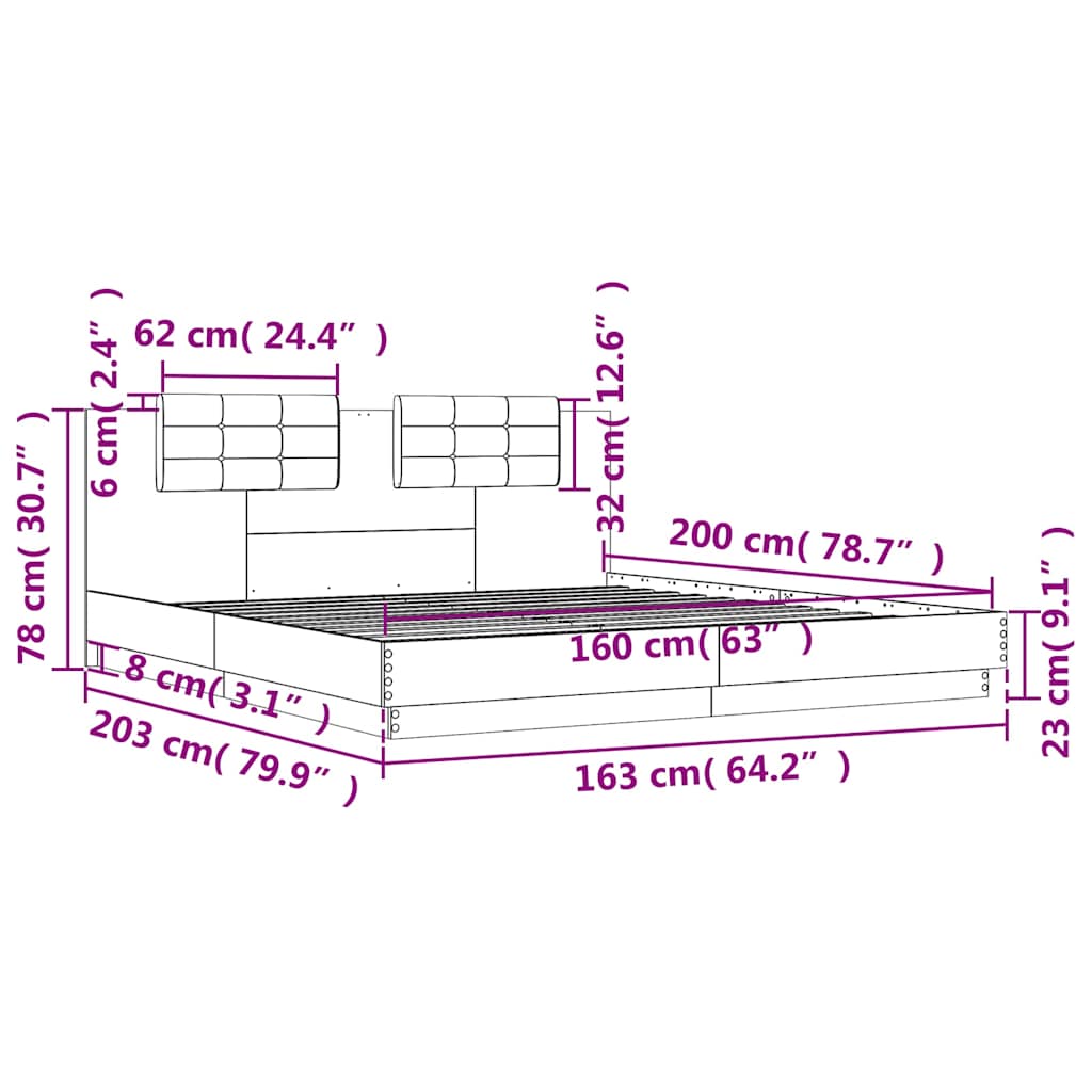 Bed Frame without Mattress White 160x200 cm