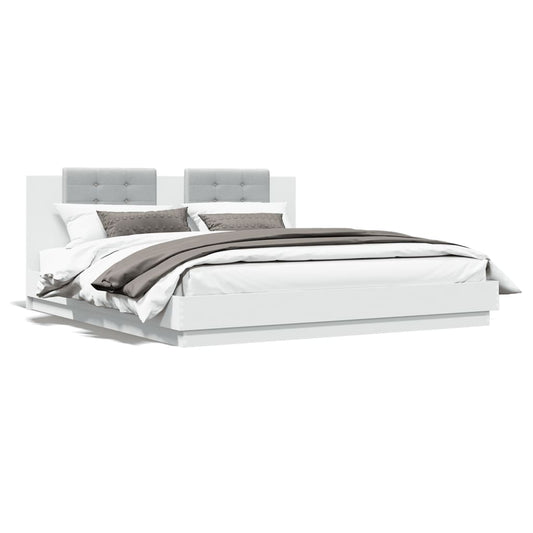 vidaXL Bed Frame with Headboard White 160x200 cm Engineered Wood