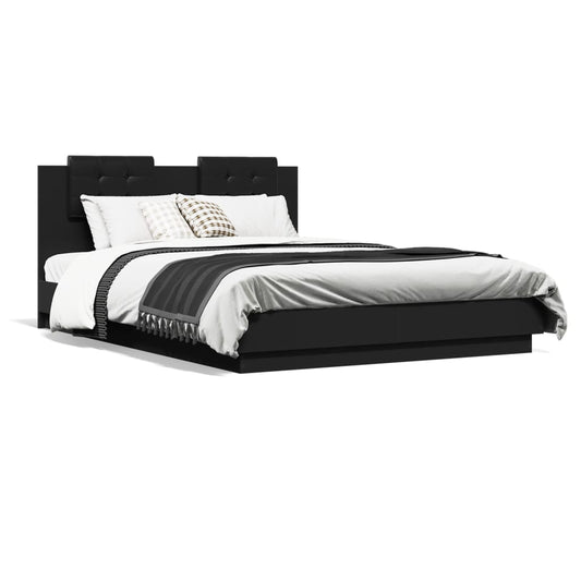 vidaXL Bed Frame without Mattress Black 150x200 cm King Size