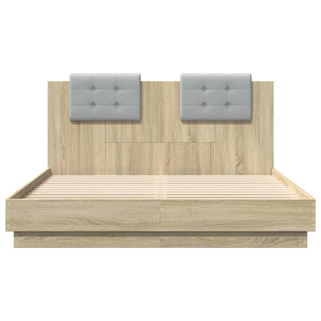 Bed Frame without Mattress Sonoma Oak 140x200 cm