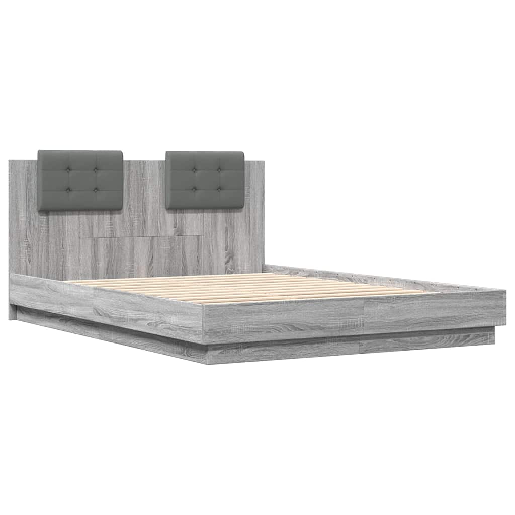 Bed Frame without Mattress Grey Sonoma 140x200 cm