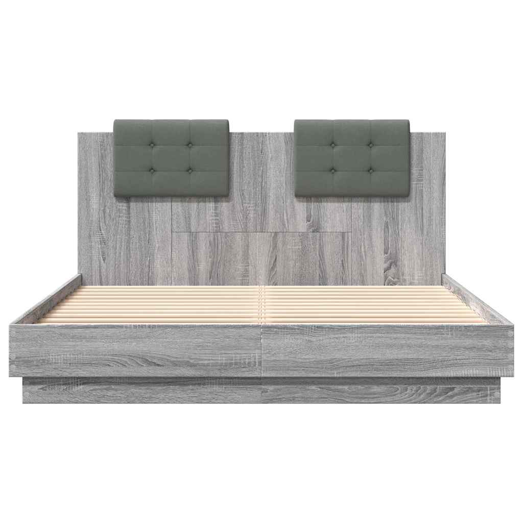 Bed Frame without Mattress Grey Sonoma 140x200 cm