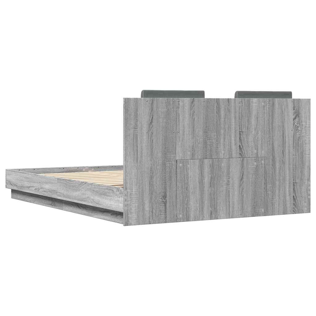Bed Frame without Mattress Grey Sonoma 140x200 cm