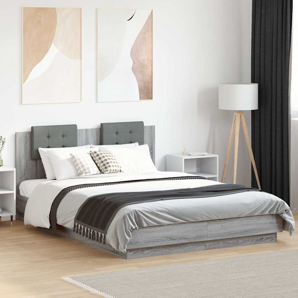 Bed Frame without Mattress Grey Sonoma 140x200 cm