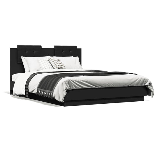 vidaXL Bed Frame without Mattress Black 135x190 cm Double