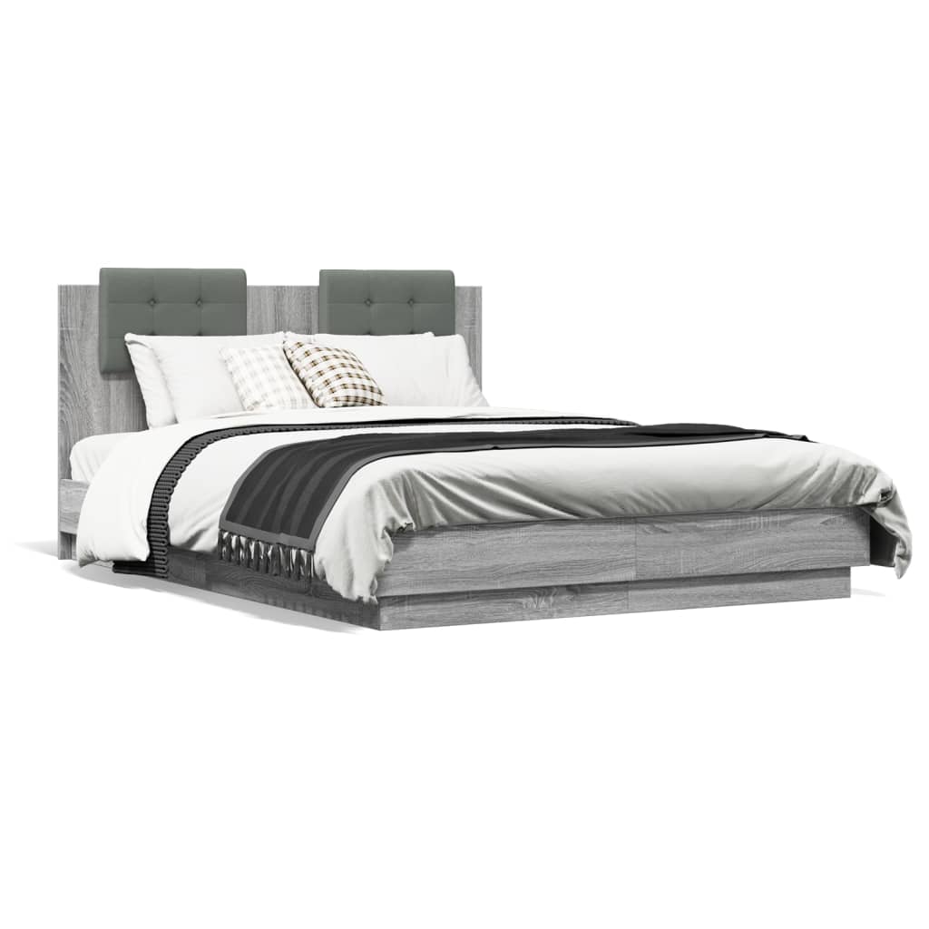 Bed Frame without Mattress Grey Sonoma 120x190 cm Small Double