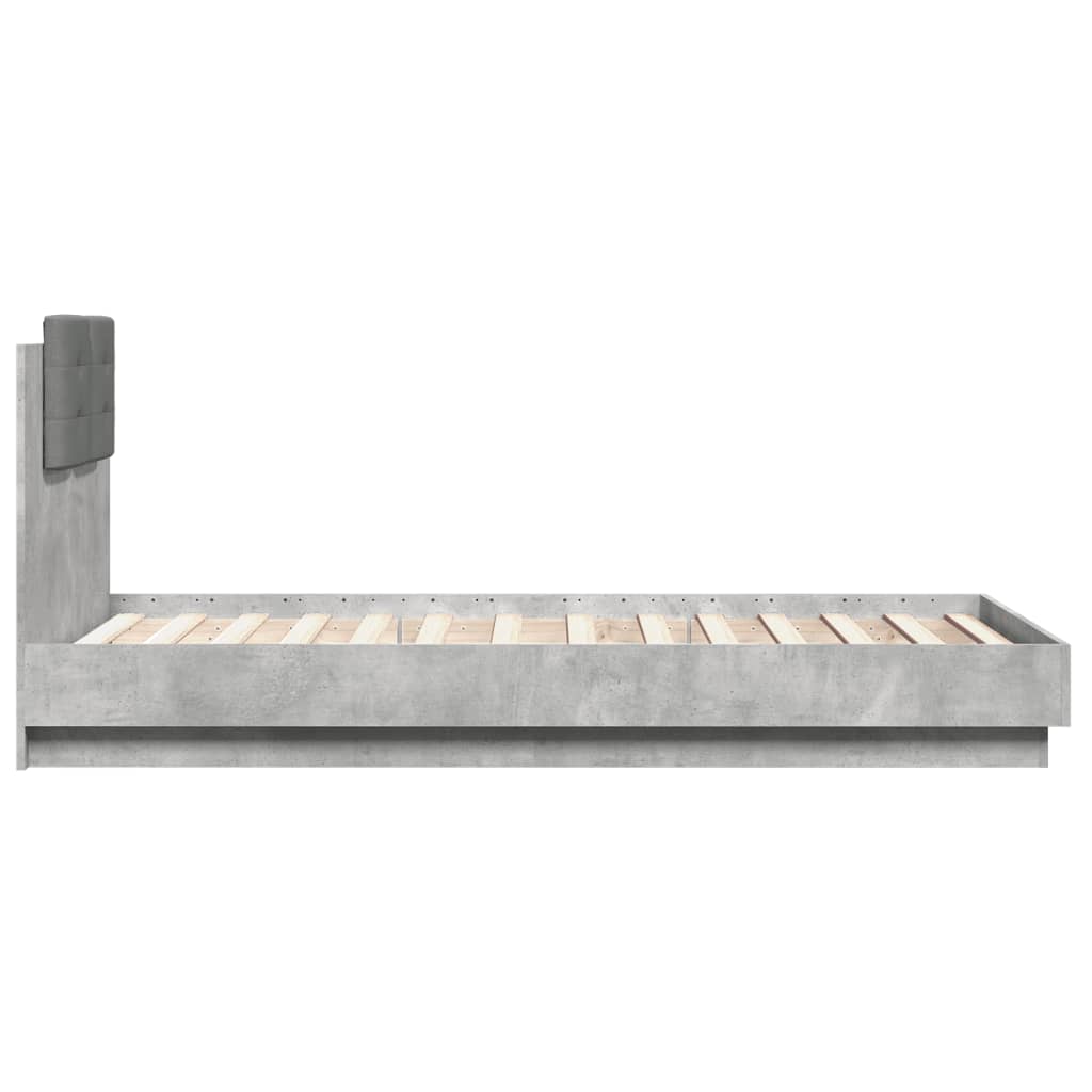 Bed Frame without Mattress Concrete Grey 90x190 cm Single