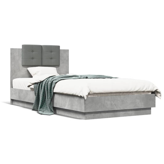 vidaXL Bed Frame without Mattress Concrete Grey 90x190 cm Single