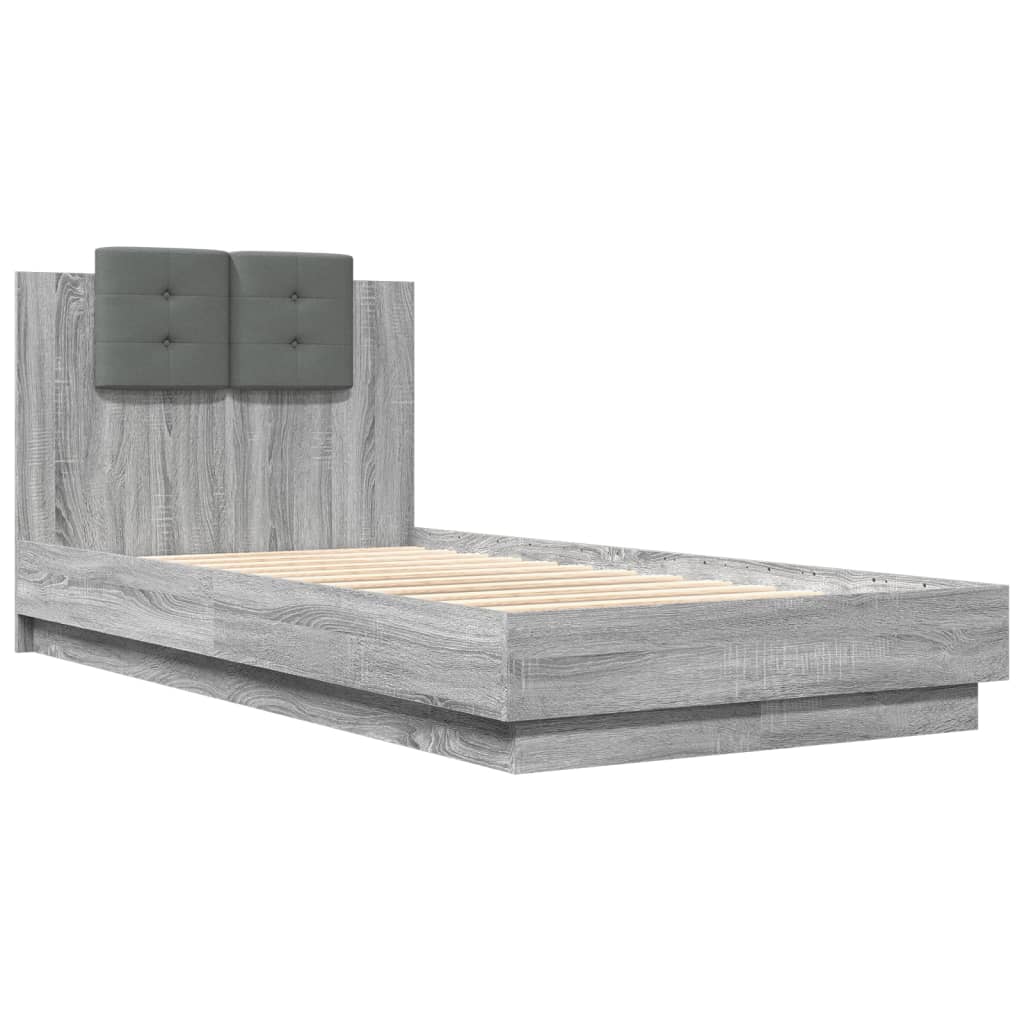 Bed Frame without Mattress Grey Sonoma 90x190 cm Single